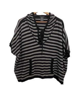 CHIARAMENTE italian wool oversized poncho hood sweater black grey small medium